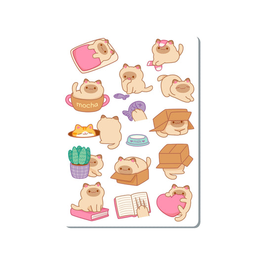 Siamese Cats Vinyl Sticker Sheet Great for Planners, Journaling, Scrapbooking, Bullet Journals, Laptop, Water Bottle | SS036