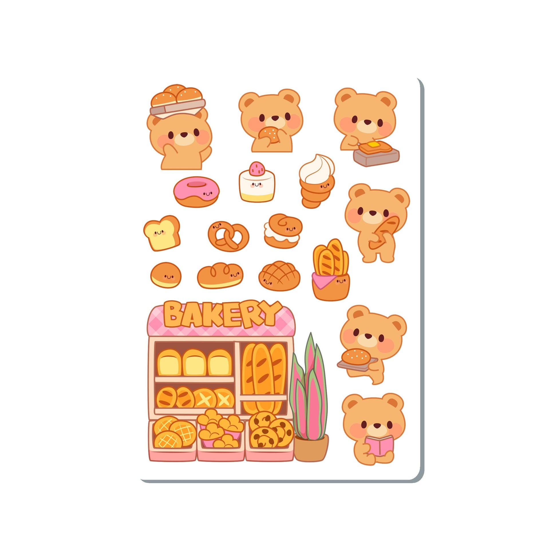 Bakery Bear Vinyl Sticker Sheet Great for Planners, Journaling, Scrapbooking, Bullet Journals, Laptop, Water Bottle | SS040