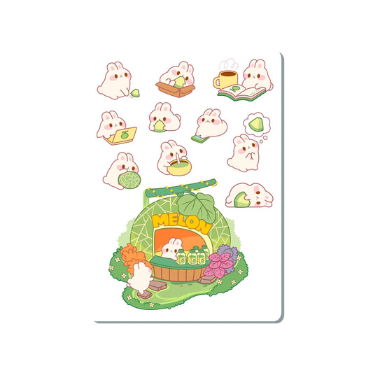 Melon Bunny Vinyl Sticker Sheet Great for Planners, Journaling, Scrapbooking, Bullet Journals, Laptop, Water Bottle | SS033