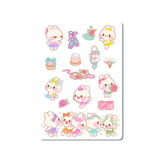 Ballerina Bunny Vinyl Sticker Sheet Great for Planners, Journaling, Scrapbooking, Bullet Journals, Laptop, Water Bottle | SS041