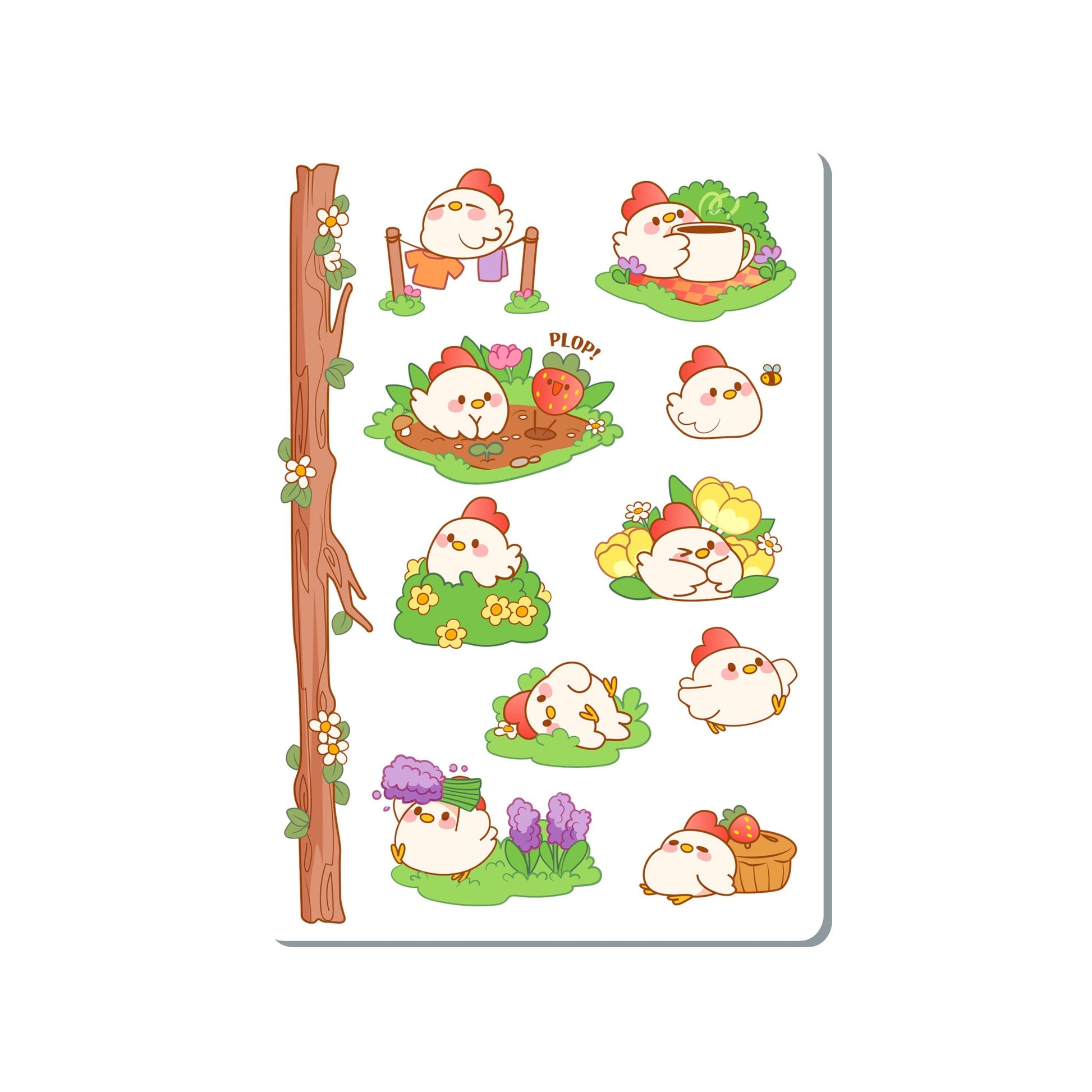 Garden Chicken Vinyl Sticker Sheet Great for Planners, Journaling, Scrapbooking, Bullet Journals, Laptop, Water Bottle | SS044