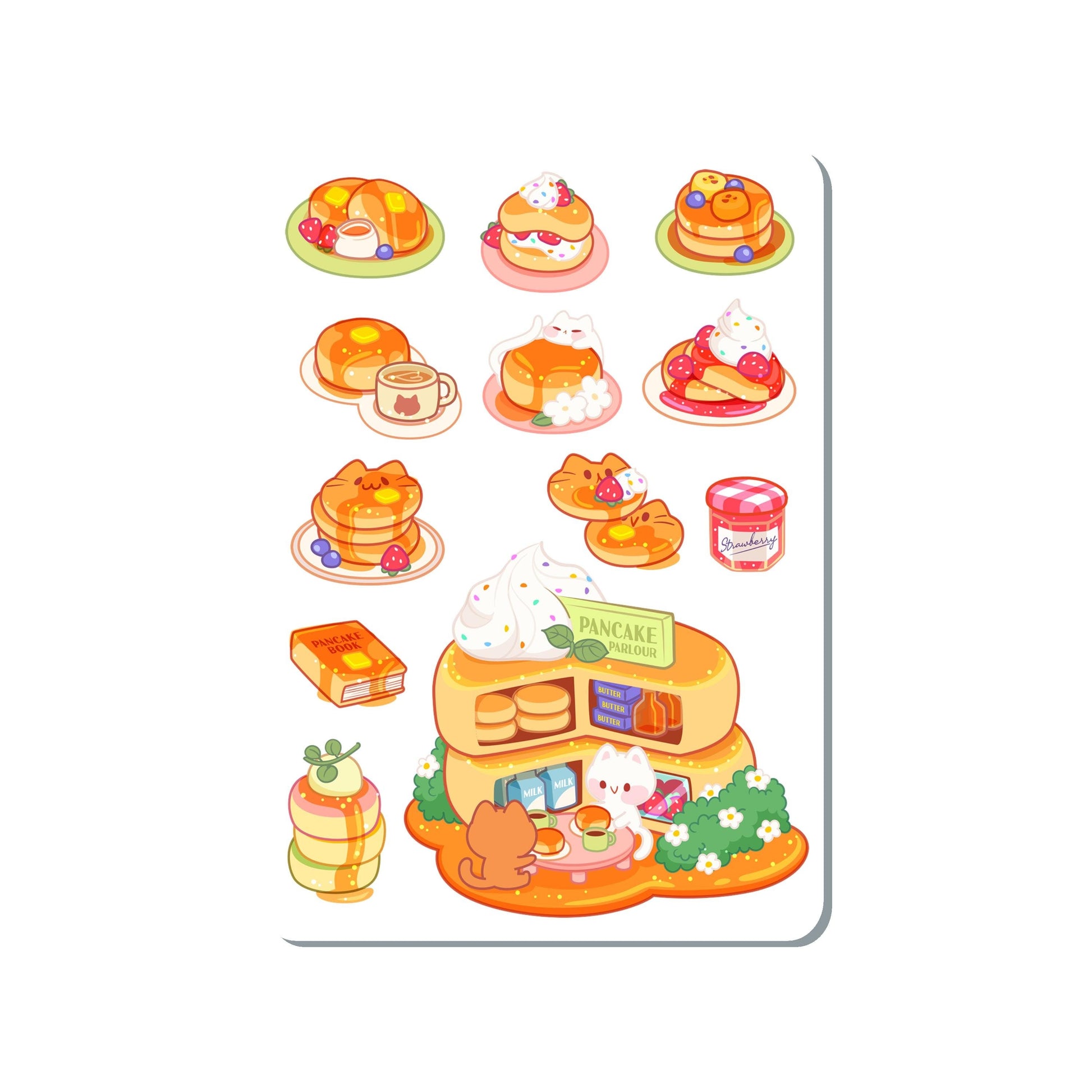 Cat Pancake Vinyl Sticker Sheet Great for Planners, Journaling, Scrapbooking, Bullet Journals, Laptop, Water Bottle | SS048