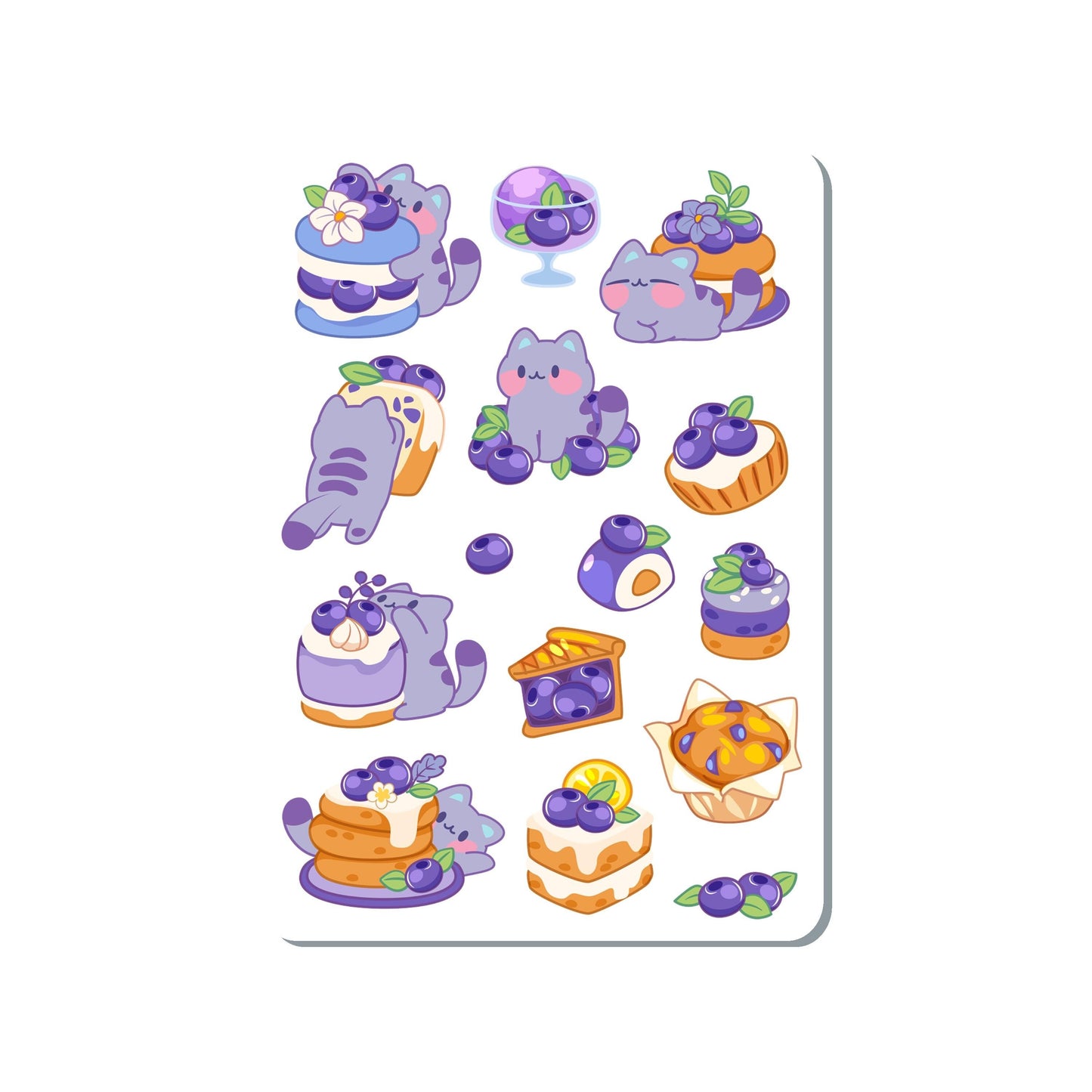 Blueberry Cats Vinyl Sticker Sheet Great for Planners, Journaling, Scrapbooking, Bullet Journals, Laptop, Water Bottle | SS051