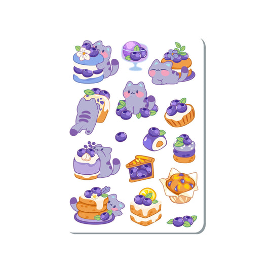 Blueberry Cats Vinyl Sticker Sheet Great for Planners, Journaling, Scrapbooking, Bullet Journals, Laptop, Water Bottle | SS051
