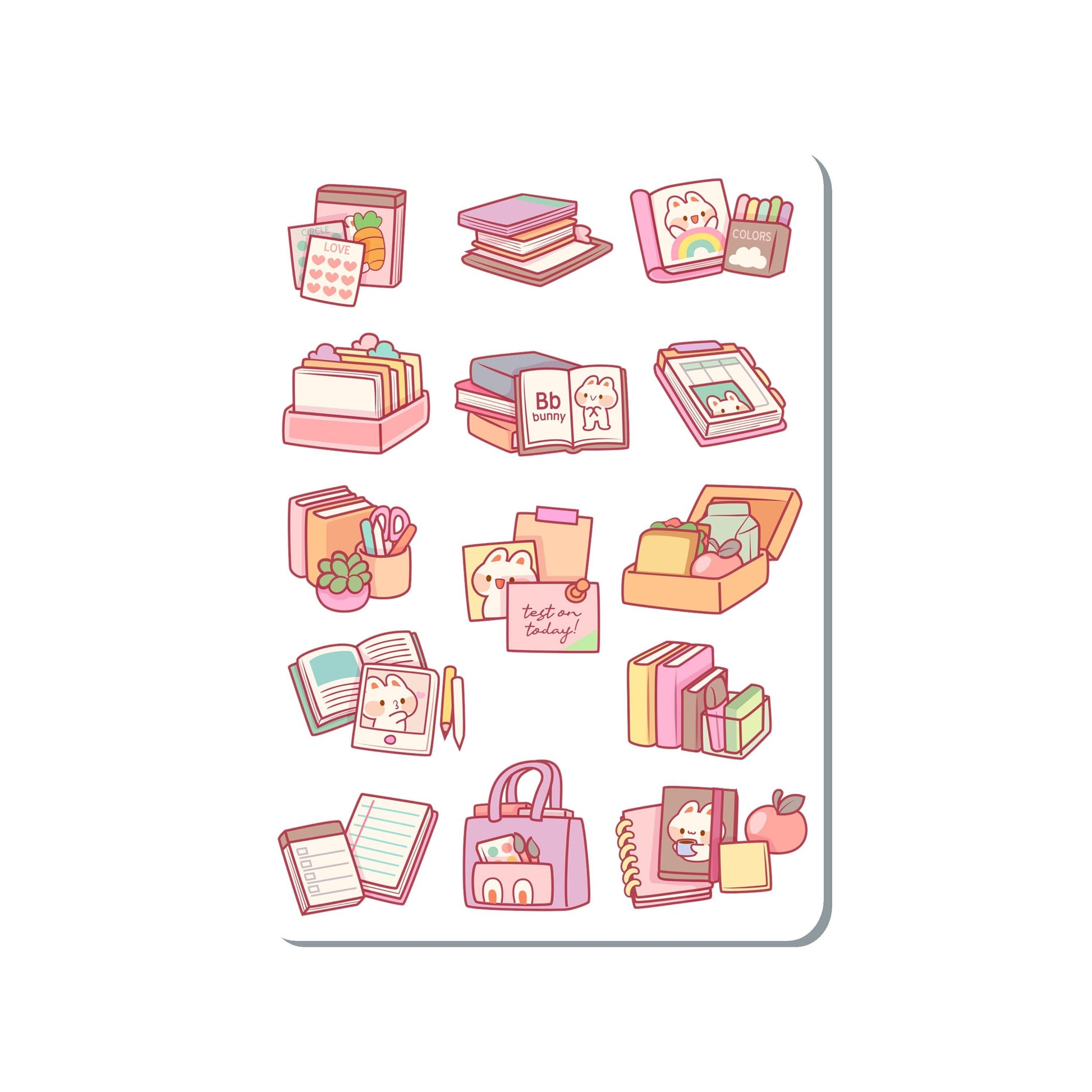 Bunny Books Vinyl Sticker Sheet Great for Planners, Journaling, Scrapbooking, Bullet Journals, Laptop, Water Bottle | SS062
