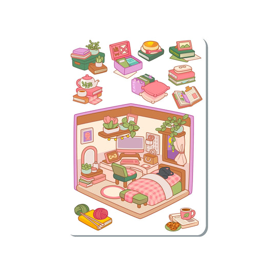 Cat Room Vinyl Sticker Sheet Great for Planners, Journaling, Scrapbooking, Bullet Journals, Laptop, Water Bottle | SS071
