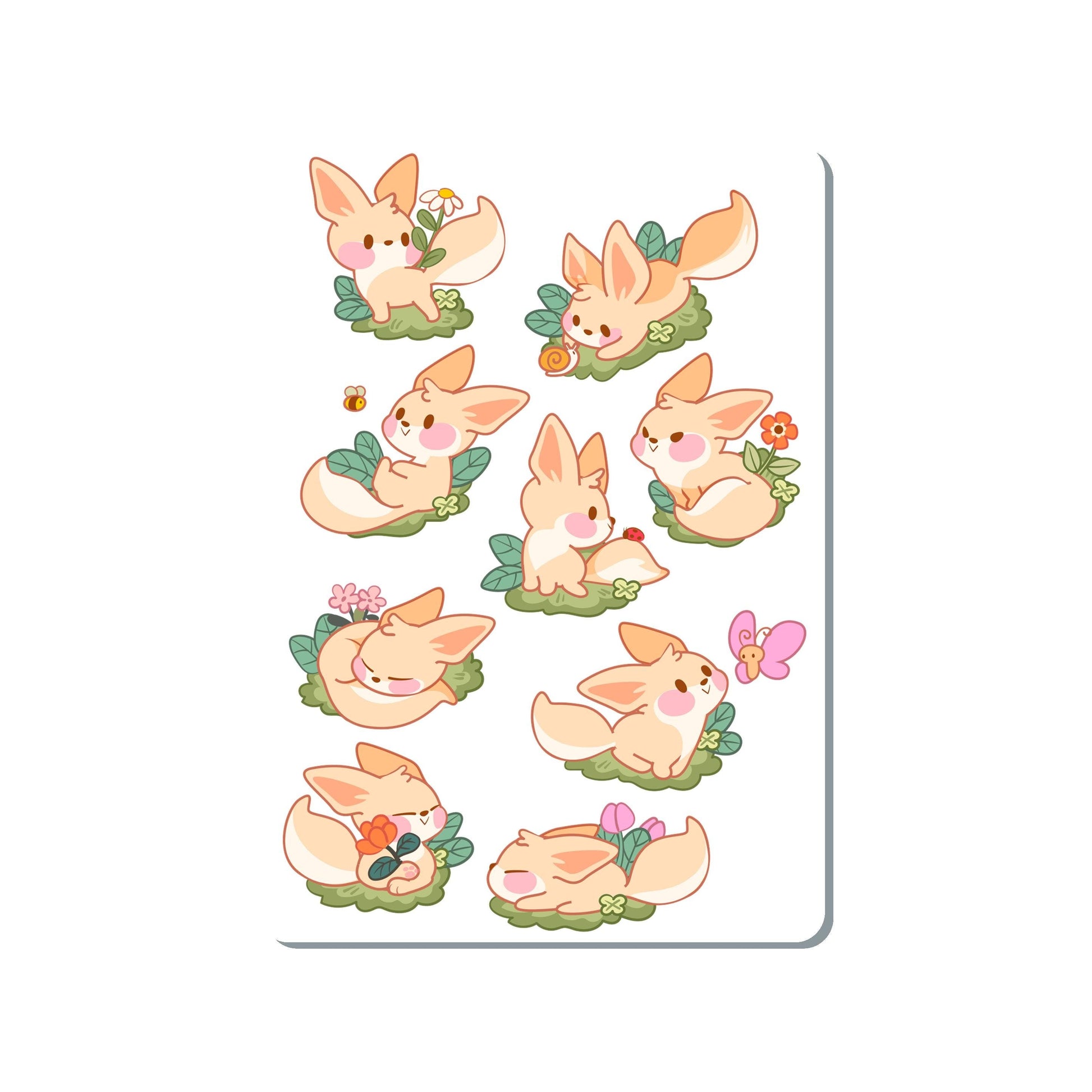 Fennec Fox Vinyl Sticker Sheet Great for Planners, Journaling, Scrapbooking, Bullet Journals, Laptop, Water Bottle | SS083