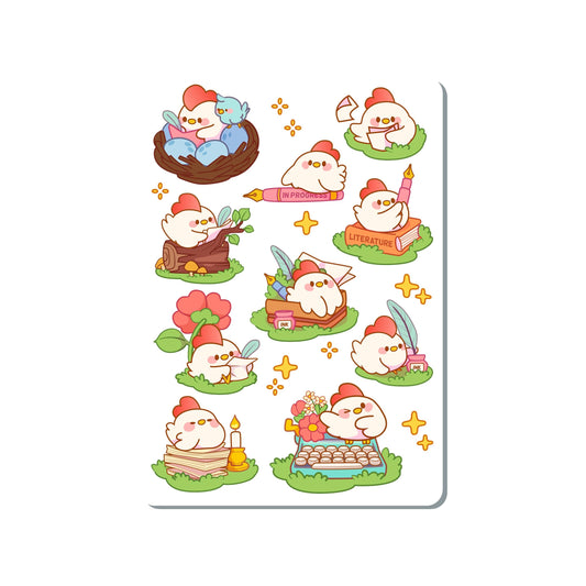 Literature Chicken Vinyl Sticker Sheet Great for Planners, Journaling, Scrapbooking, Bullet Journals, Laptop, Water Bottle | SS086