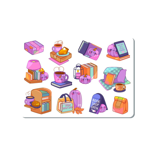Purple Pumpkin Books Vinyl Sticker Sheet Great for Planners, Journaling, Scrapbooking, Bullet Journals, Laptop, Water Bottle | SS092