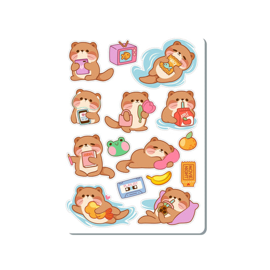 Cute Otters Vinyl Sticker Sheet Great for Planners, Journaling, Scrapbooking, Bullet Journals, Laptop, Tumbler, Water Bottle | SS002