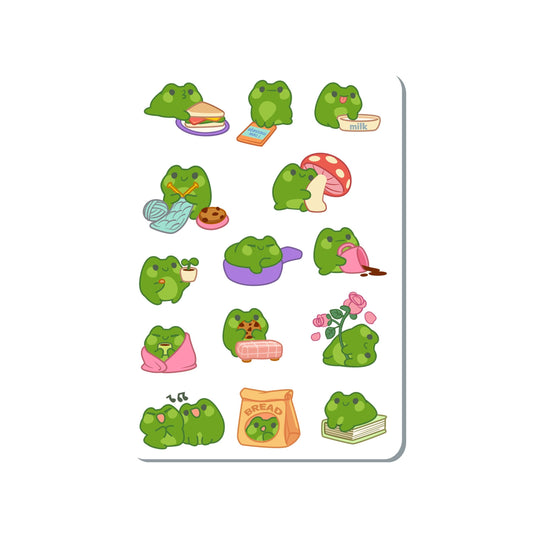 Cozy Frogs Vinyl Sticker Sheet Great for Planners, Journaling, Scrapbooking, Bullet Journals, Laptop, Water Bottle | SS058
