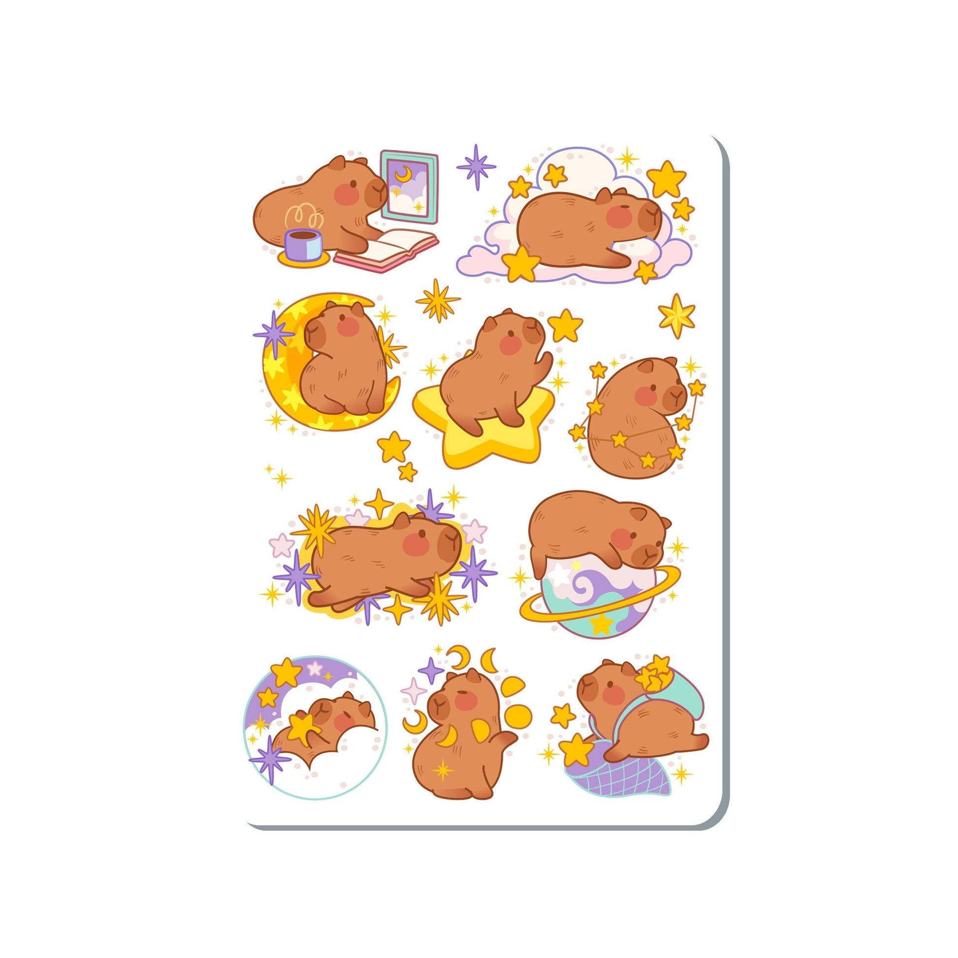 Celestial Capybara Vinyl Sticker Sheet Great for Planners, Journaling, Scrapbooking, Bullet Journals, Laptop, Water Bottle | SS057