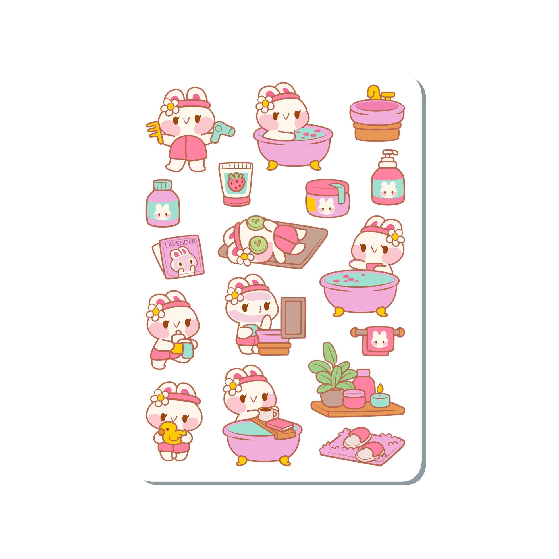 Self-Care Bunny Vinyl Sticker Sheet Great for Planners, Journaling, Scrapbooking, Laptop, Water Bottle | SS078