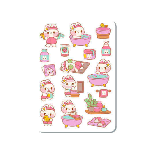 Self-Care Bunny Vinyl Sticker Sheet Great for Planners, Journaling, Scrapbooking, Laptop, Water Bottle | SS078