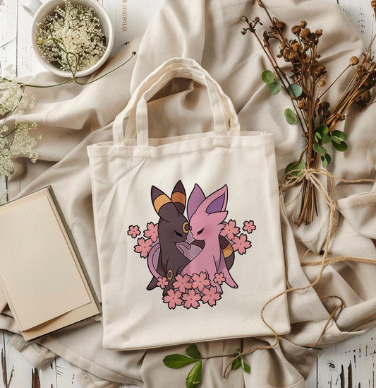Umbreon Espeon Tote Bag | Reusable Canvas Shopping Bag | TB0119