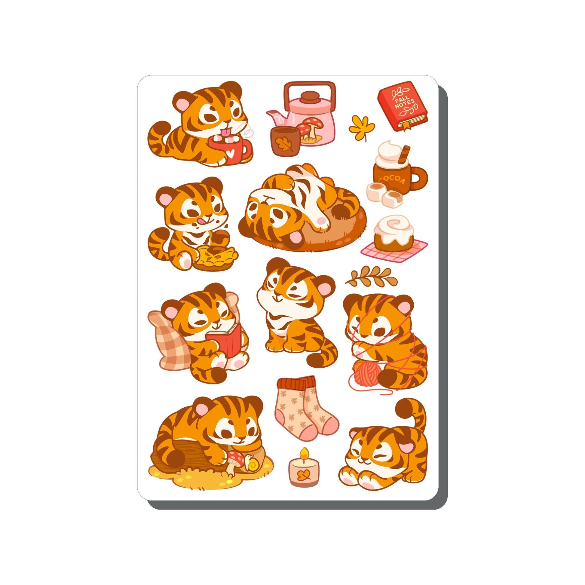 Autumn Tiger Vinyl Sticker Sheet Great for Planners, Journaling, Scrapbooking, Bullet Journals, Laptop, Tumbler, Bottle | SS103