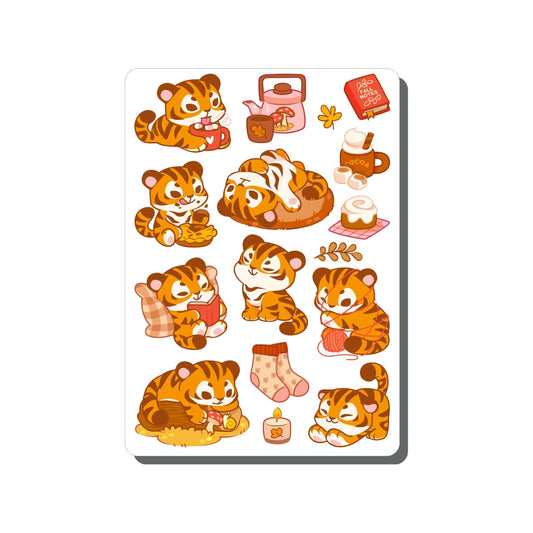Autumn Tiger Vinyl Sticker Sheet Great for Planners, Journaling, Scrapbooking, Bullet Journals, Laptop, Tumbler, Bottle | SS103