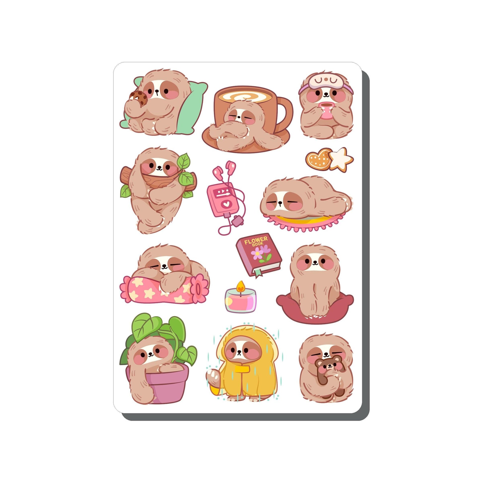 Sloth Adventures Vinyl Sticker Sheet Great for Planners, Journaling, Scrapbooking, Bullet Journals, Laptop, Tumbler, Bottle | SS107