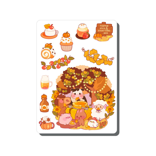 Autmn Farm Animals Party Vinyl Sticker Sheet Great for Planners, Journaling, Scrapbooking, Bullet Journals, Laptop, Tumbler, Bottle | SS109