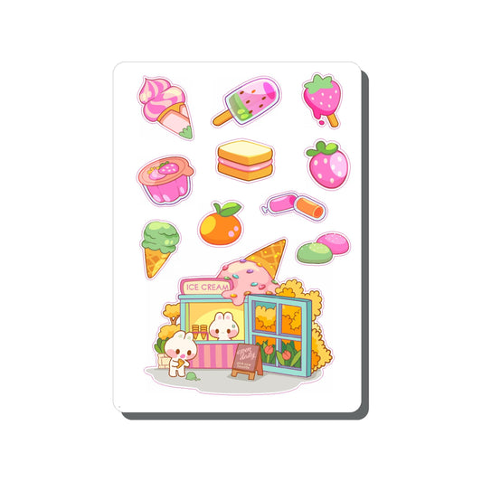 Bunny Ice Cream Shop Vinyl Sticker Sheet Great for Planners, Journaling, Scrapbooking, Bullet Journals, Laptop, Tumbler, Bottle | SS112