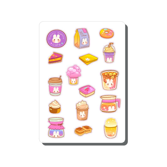 Bunny Drinks & Snacks Vinyl Sticker Sheet Great for Planners, Journaling, Scrapbooking, Bullet Journals, Laptop, Tumbler, Bottle | SS113