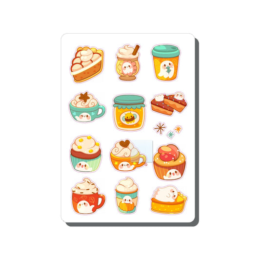 Ghostie Autumn Foods & Drinks Vinyl Sticker Sheet Great for Planners, Journaling, Scrapbooking, Bullet Journals, Laptop, Tumbler | SS115