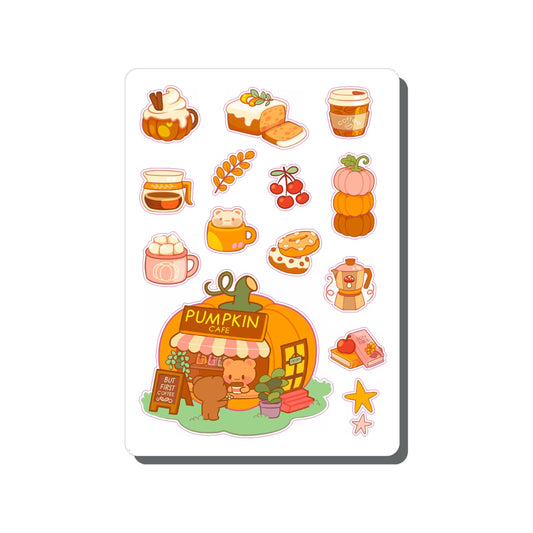 Bear Pumpkin Vinyl Sticker Sheet Great for Planners, Journaling, Scrapbooking, Bullet Journals, Laptop, Tumbler, Bottle | SS119