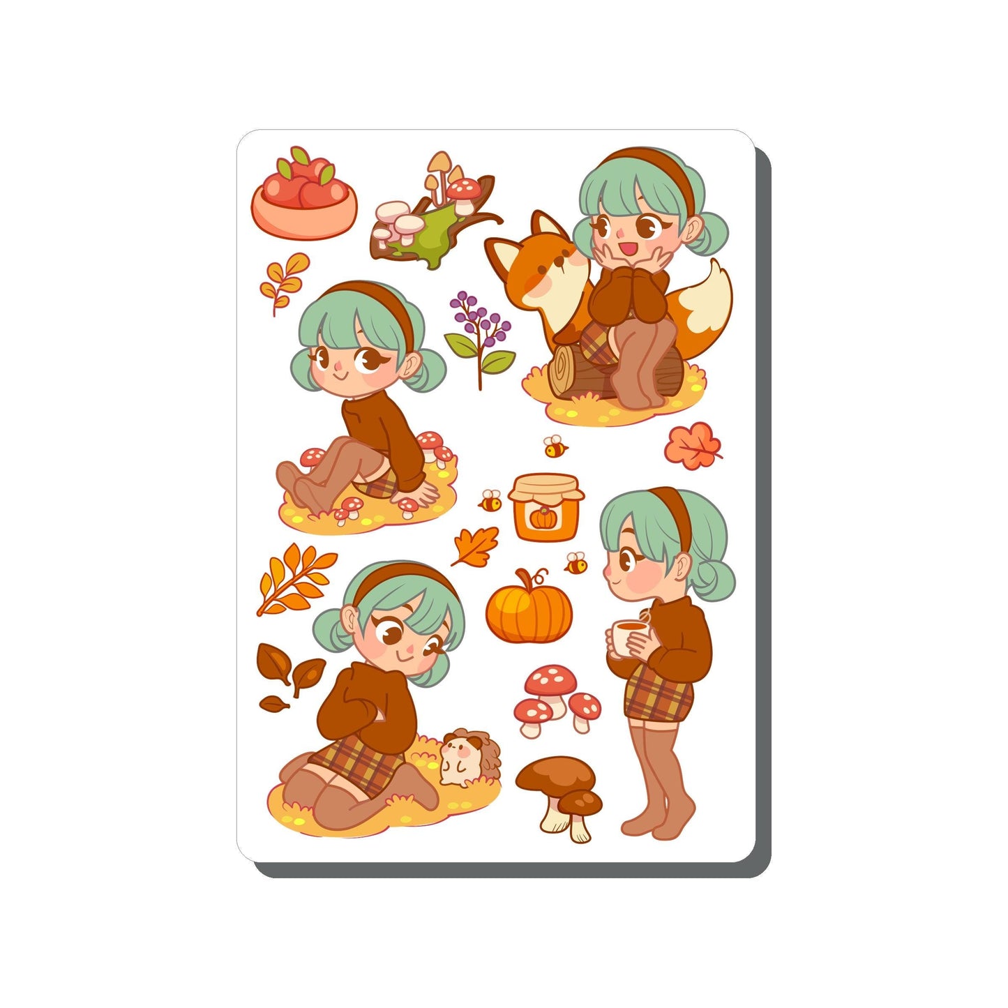 Autumn Girl Vinyl Sticker Sheet Great for Planners, Journaling, Scrapbooking, Bullet Journals, Laptop, Tumbler, Bottle | SS100