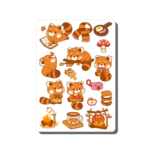 Camping Red Panda Vinyl Sticker Sheet Great for Planners, Journaling, Scrapbooking, Bullet Journals, Laptop, Tumbler, Bottle | SS102