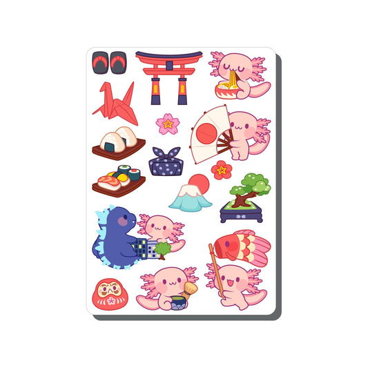 Axolotl in Japan Vinyl Sticker Sheet Great for Planners, Journaling, Scrapbooking, Bullet Journals, Laptop, Tumbler, Bottle | SS106