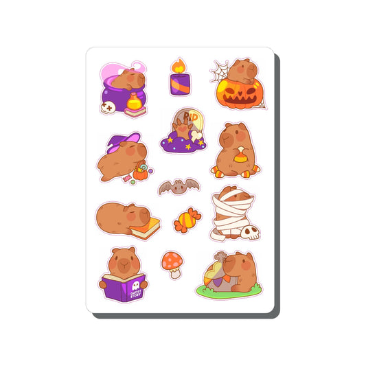 Halloween Capybara Vinyl Sticker Sheet Great for Planners, Journaling, Scrapbooking, Bullet Journals, Laptop, Tumbler, Bottle | SS118