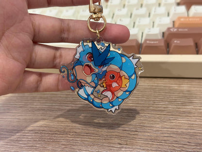 Gyarados Magikarp 2” Acrylic Keychain | Double Sided Glitter Epoxy