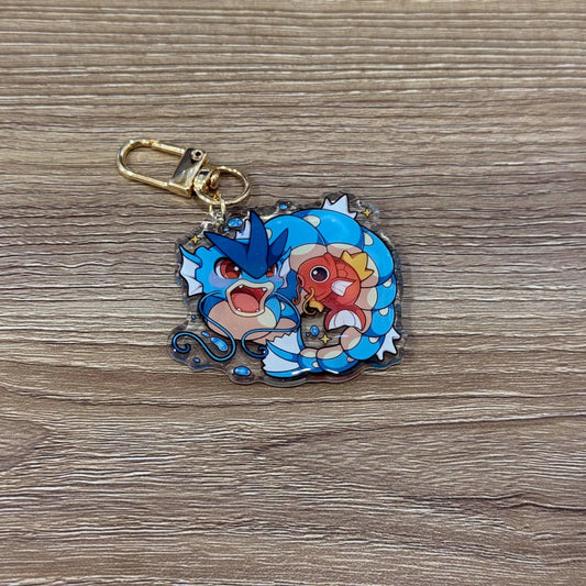 Gyarados Magikarp 2” Acrylic Keychain | Double Sided Glitter Epoxy