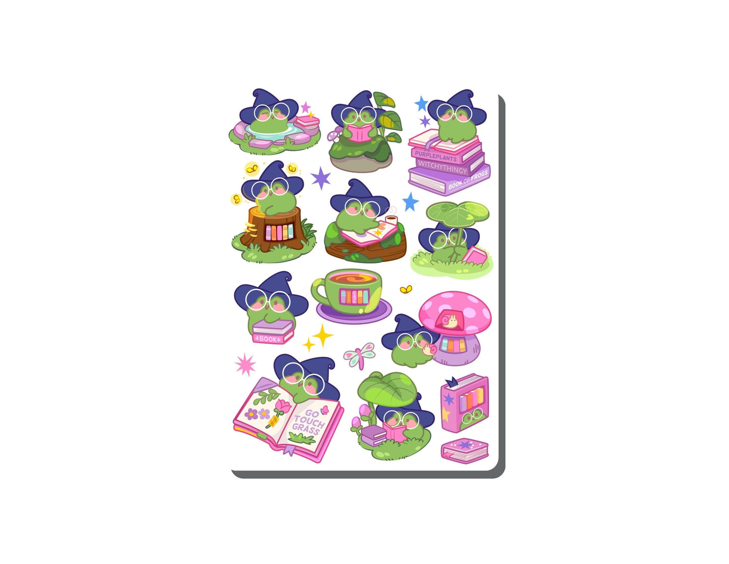 Froggy Witch Vinyl Sticker Sheet Great for Planners, Journaling, Scrapbooking, Bullet Journals, Laptop, Tumbler, Bottle | SS0121