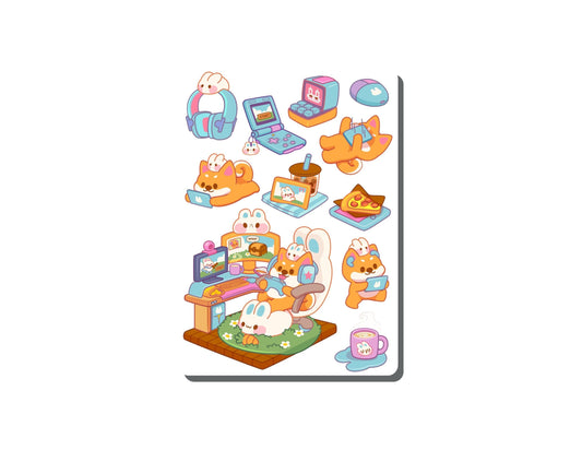 Shiba Inu Gamer Vinyl Sticker Sheet Great for Planners, Journaling, Scrapbooking, Bullet Journals, Laptop, Tumbler, Bottle | SS0120