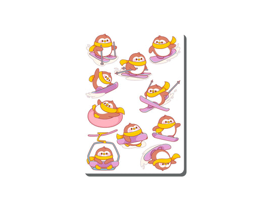 Penguin Skiing Vinyl Sticker Sheet Great for Planners, Journaling, Scrapbooking, Bullet Journals, Laptop, Tumbler, Bottle | SS0128