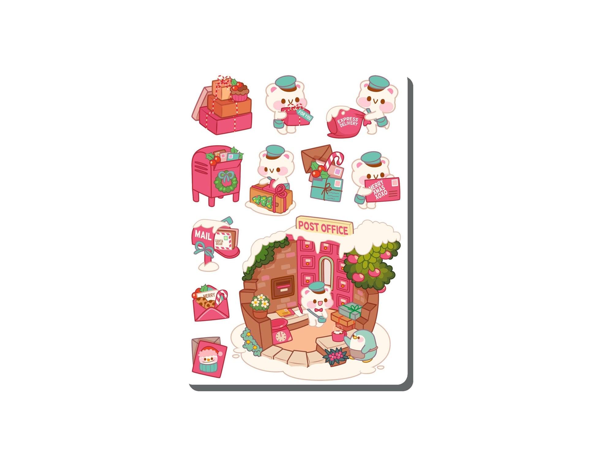 Polar Bear Mailman Vinyl Sticker Sheet Great for Planners, Journaling, Scrapbooking, Bullet Journals, Laptop, Tumbler, Bottle | SS0130