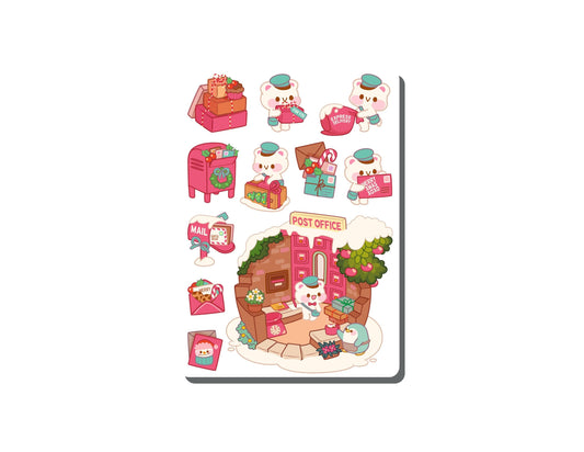 Polar Bear Mailman Vinyl Sticker Sheet Great for Planners, Journaling, Scrapbooking, Bullet Journals, Laptop, Tumbler, Bottle | SS0130
