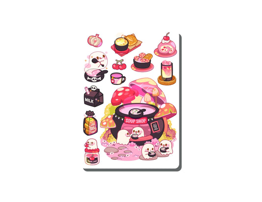 Ghost Soup Shop Vinyl Sticker Sheet Great for Planners, Journaling, Scrapbooking, Bullet Journals, Laptop, Tumbler, Bottle | SS0134