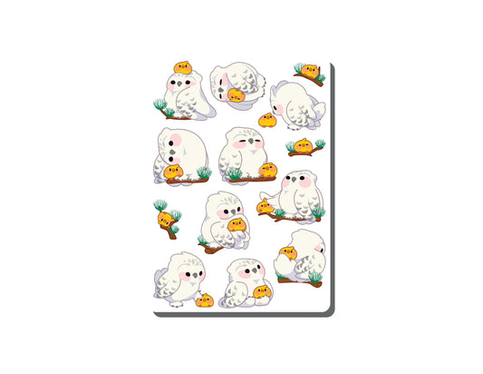 White Owl Vinyl Sticker Sheet Great for Planners, Journaling, Scrapbooking, Bullet Journals, Laptop, Tumbler, Bottle | SS0135