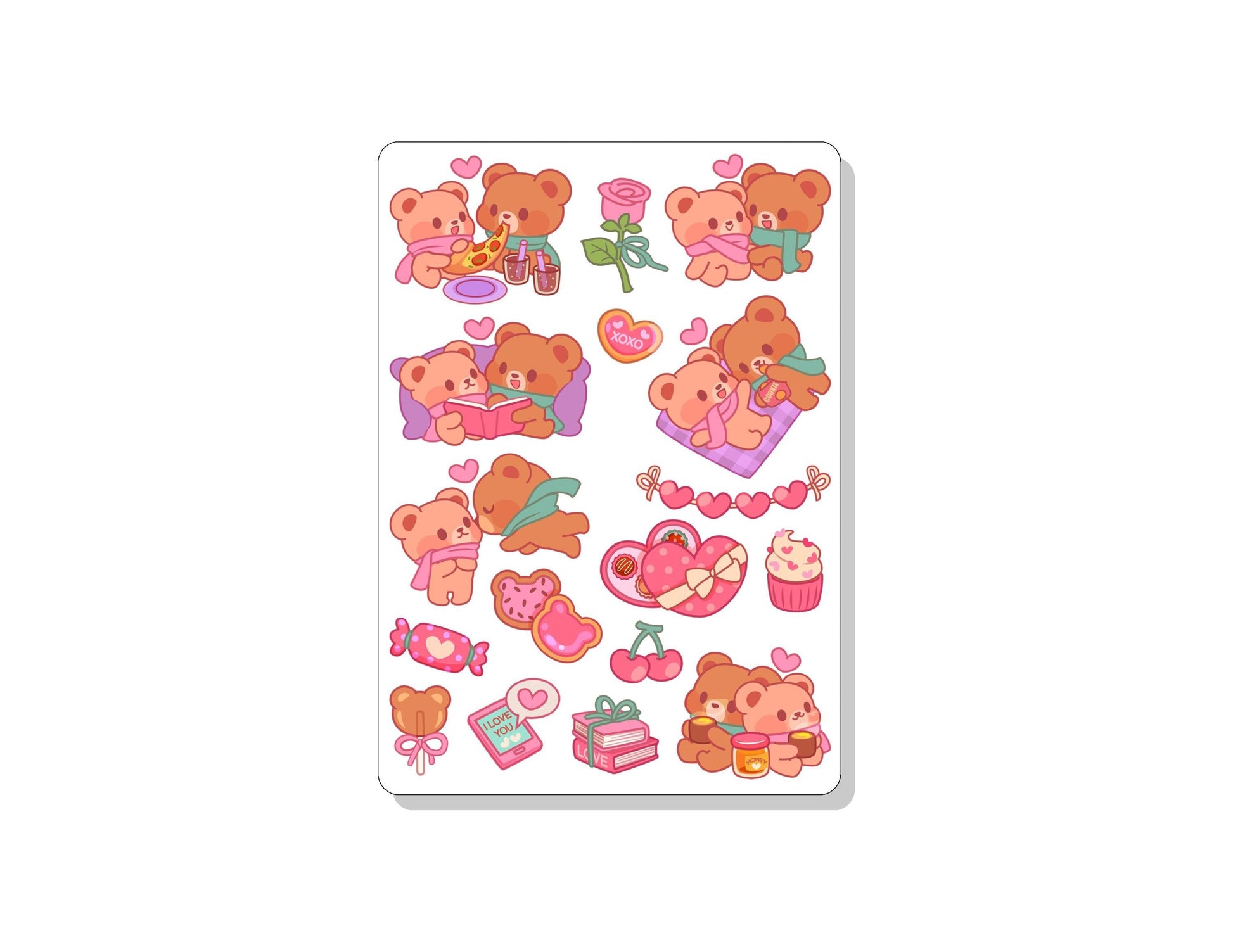 Bear Couple Valentine Vinyl Sticker Sheet Great for Planners, Journaling, Scrapbooking, Bullet Journals, Laptop, Tumbler, Bottle | SS0143