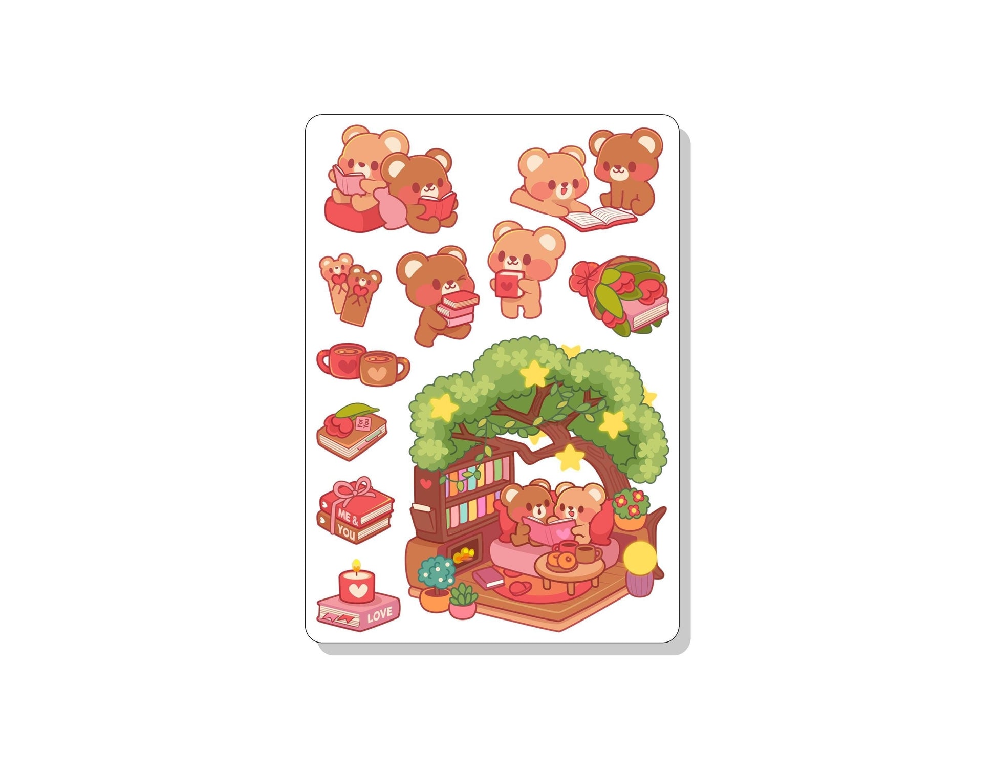 Bear Book Club Vinyl Sticker Sheet Great for Planners, Journaling, Scrapbooking, Bullet Journals, Laptop, Tumbler, Bottle | SS0142
