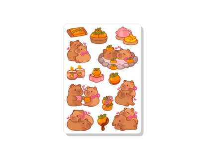 Capybara In Love Vinyl Sticker Sheet Great for Planners, Journaling, Scrapbooking, Bullet Journals, Laptop, Tumbler, Bottle | SS0141