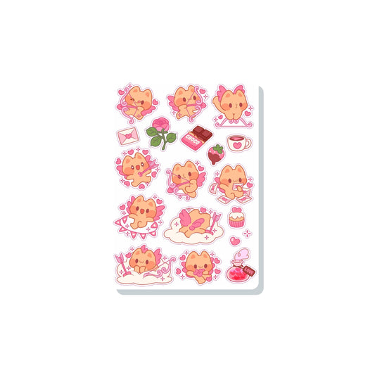 Orange Cat Cupid Vinyl Sticker Sheet Great for Planners, Journaling, Scrapbooking, Bullet Journals, Laptop, Tumbler, Bottle | SS0144
