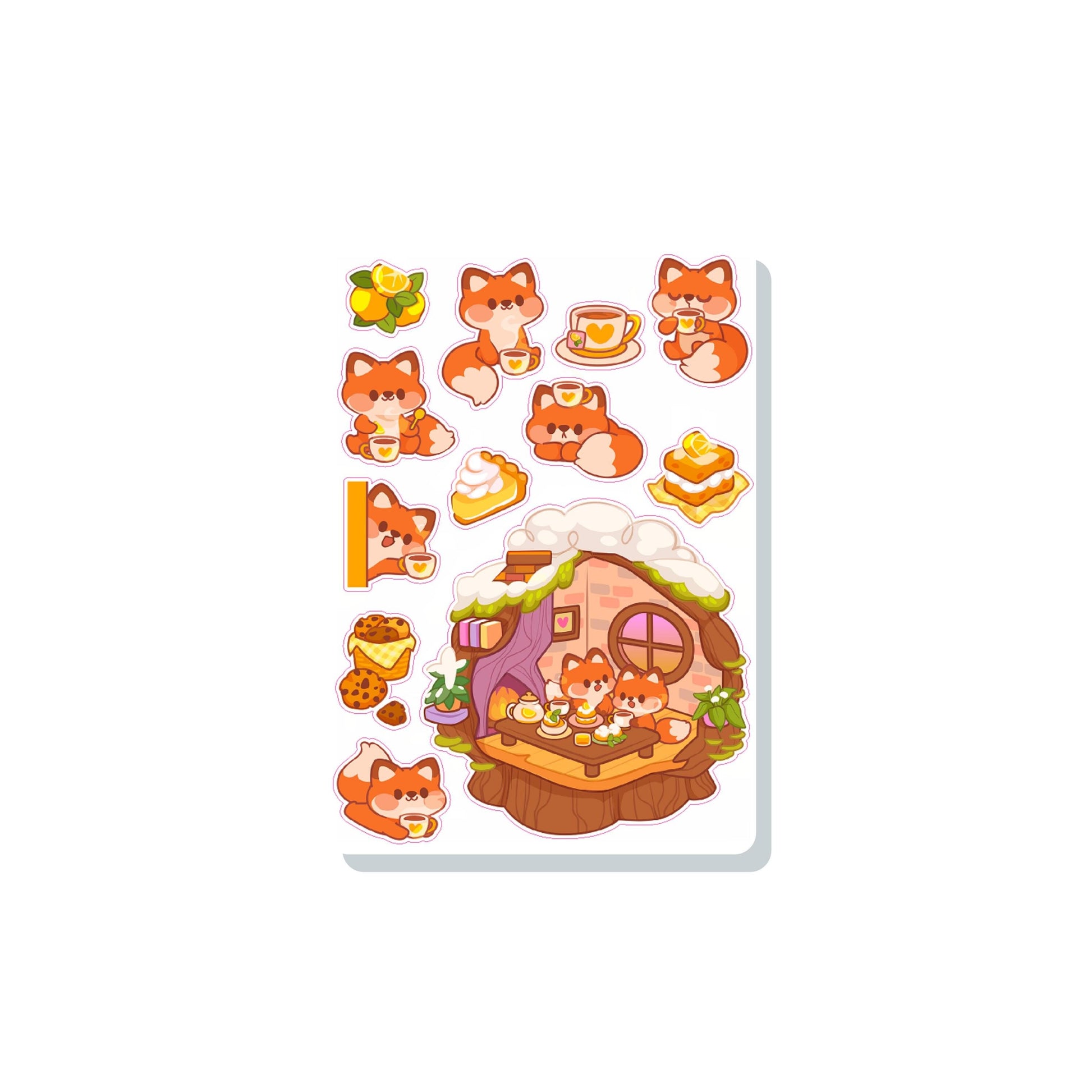Winter Fox Teatime Vinyl Sticker Sheet Great for Planners, Journaling, Scrapbooking, Bullet Journals, Laptop, Tumbler, Bottle | SS0147
