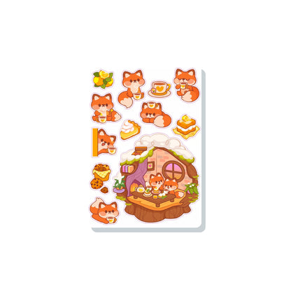 Winter Fox Teatime Vinyl Sticker Sheet Great for Planners, Journaling, Scrapbooking, Bullet Journals, Laptop, Tumbler, Bottle | SS0147