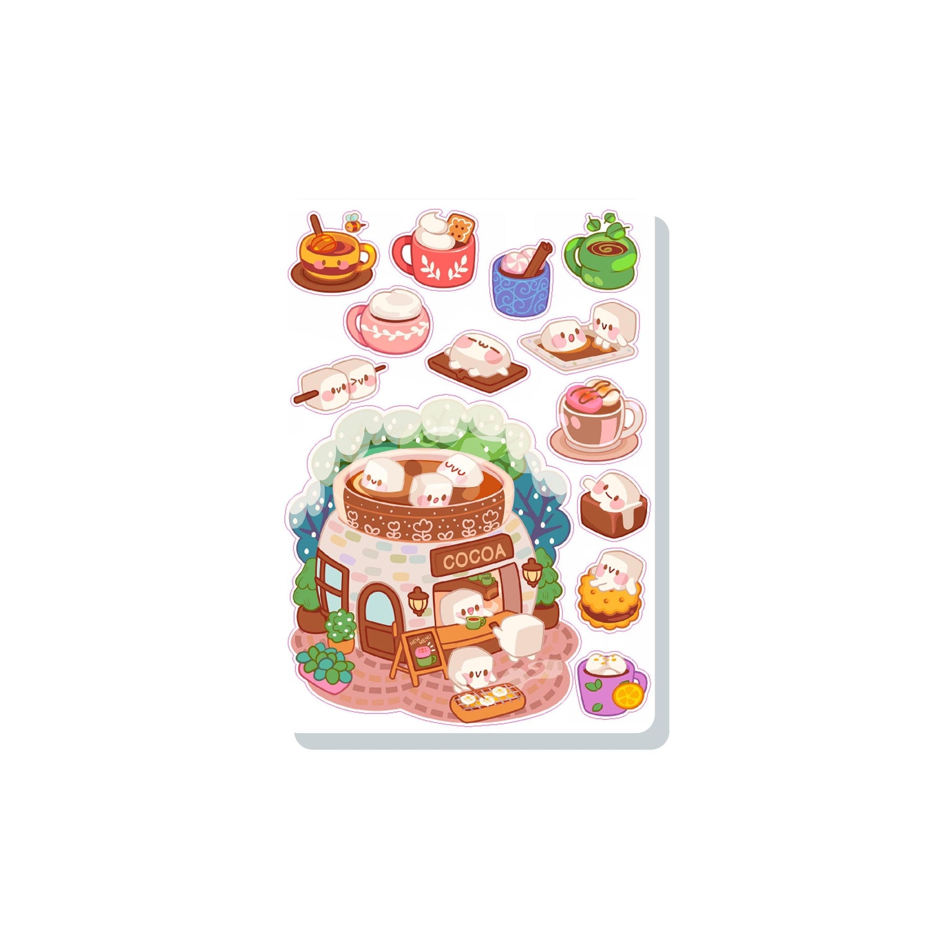 Marshmallow Cocoa Shop Vinyl Sticker Sheet Great for Planners, Journaling, Scrapbooking, Bullet Journals, Laptop, Tumbler, Bottle | SS0149