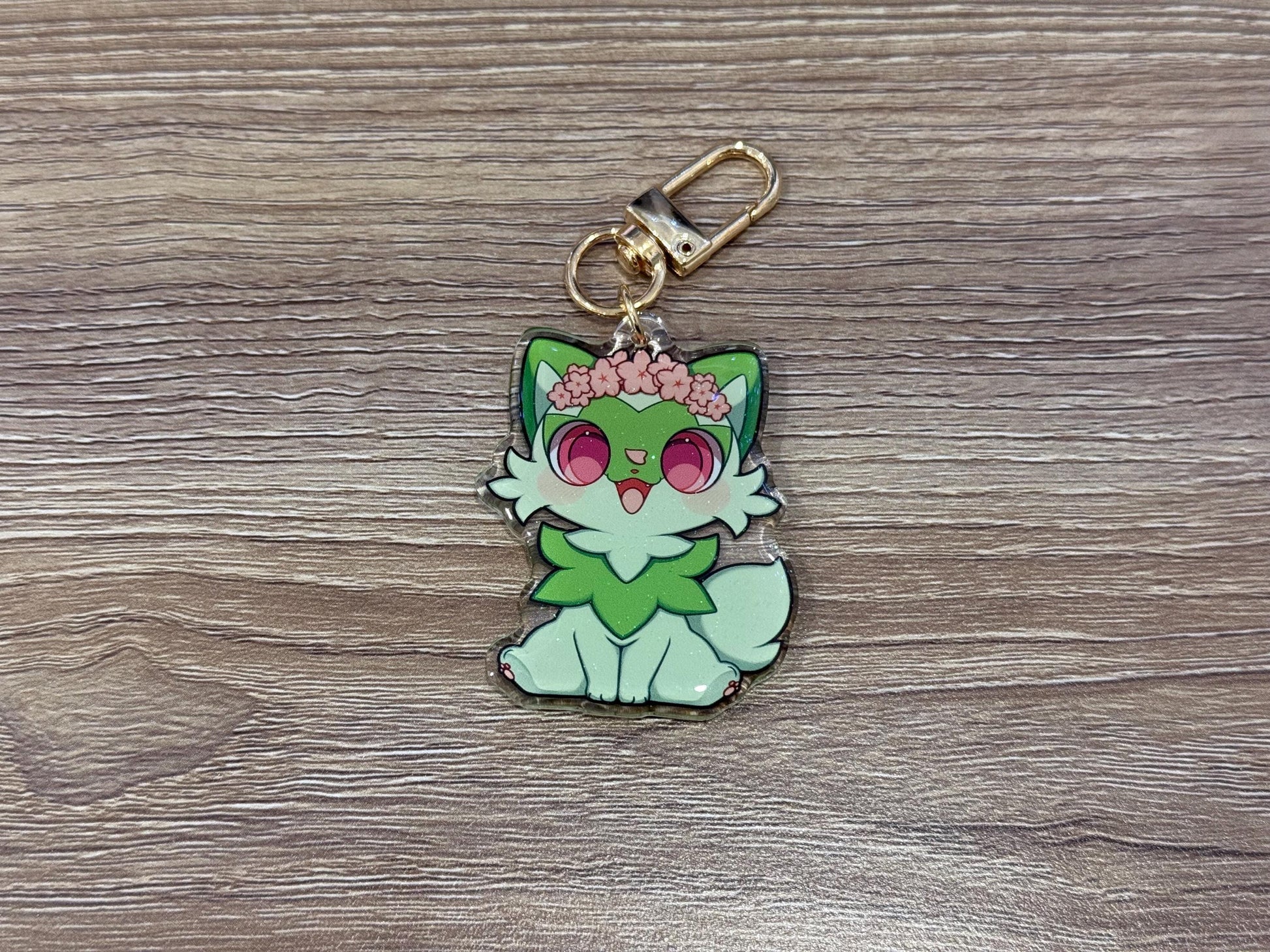 Sprigatito 2” Acrylic Keychains | Double Sided Glitter Epoxy