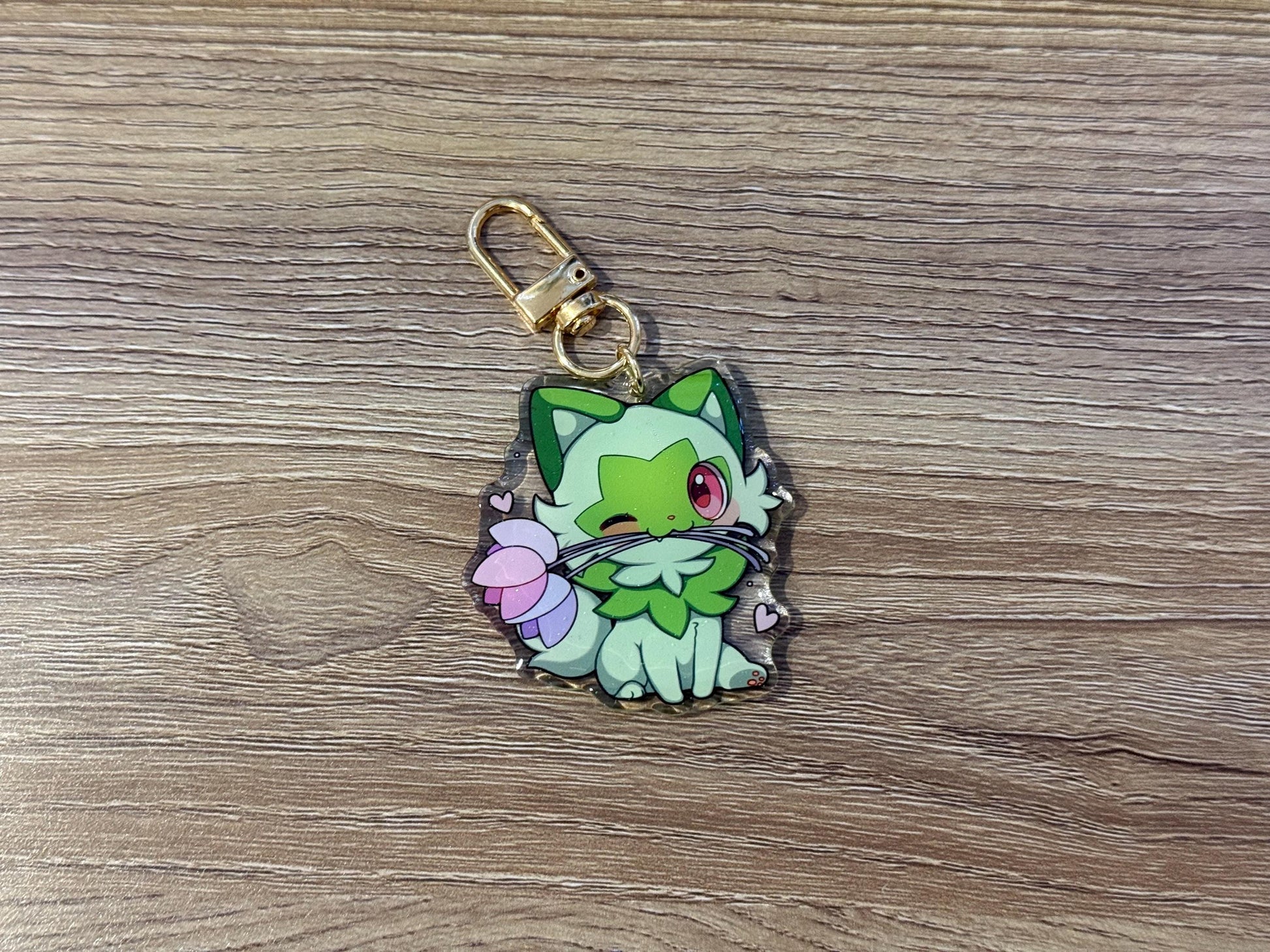 Sprigatito 2” Acrylic Keychains | Double Sided Glitter Epoxy