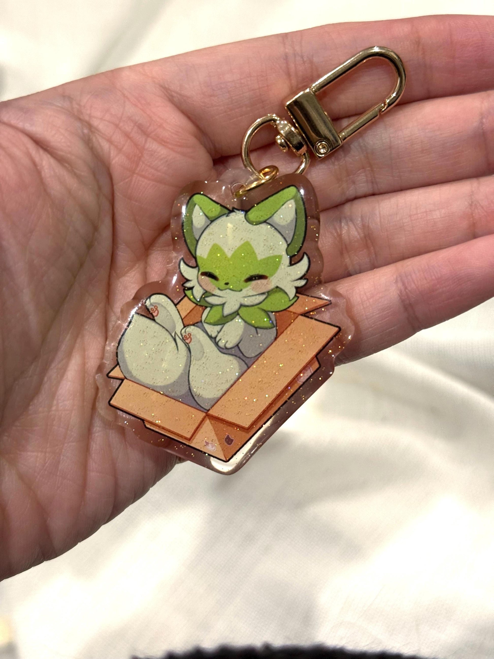 Sprigatito 2” Acrylic Keychains | Double Sided Glitter Epoxy